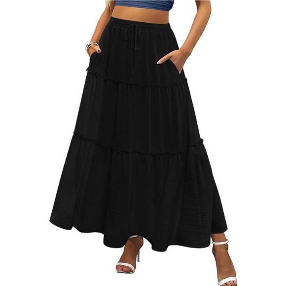 Womens Casual Maxi Skirts for Women 2025 High Waist Boho Skirts Floral - Picture 3 of 6
